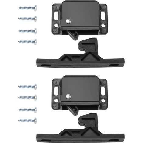 Lot de 2 loquets de porte d'armoire pour camping-car, loquets de porte de caravane, accessoires pour armoires, portes coulissantes, maison, cuisine, noir (1/4)