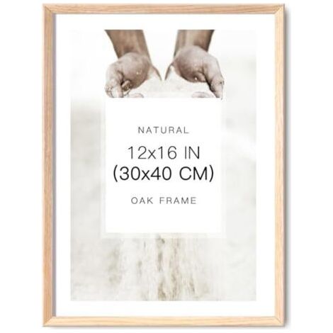 Cadre photo minimaliste en bois de chêne 30,5 x 40,6 cm avec panneau avant en acrylique, cadre photo en bois massif naturel pour art mural, photo et impressions (1/5)