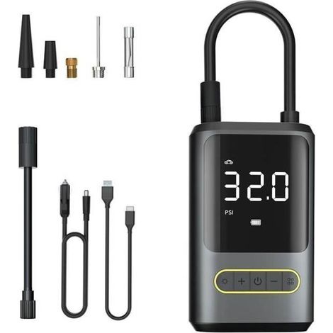 1 Compresseur Air, Sans Fil, Écran LCD, 4000 mAh, Arrêt Automatique, Voiture Moto Vélo (1/5)