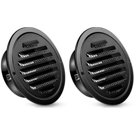 Grille d'aération ronde en acier inoxydable avec écran pour salle de bain, mur, plafond, extérieur, 100 mm, laquée noire. (1/5)