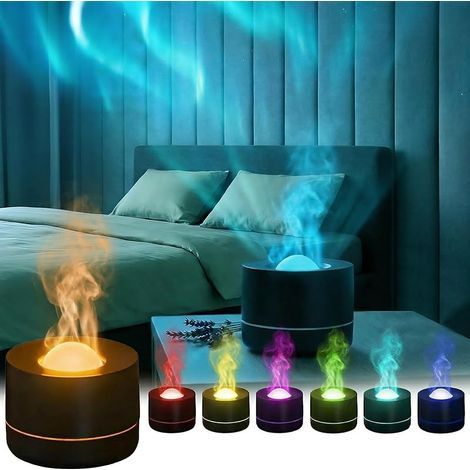 Projecteur Diffuseur d'arômes : USB Diffuseur d'arômes 200 ml Diffuseur d'huiles essentielles avec projecteur d'étoiles et 7 couleurs LED Veilleuse silencieuse sûre pour routine du soir dans la (1/5)