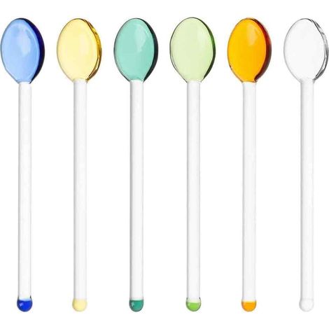 Hitzebeständiger Glaslöffel, hitzebeständiger Schneebesen, Web-Promi-Kaffee-Dessertlöffel, Tee-, Kaffee-, Milch- und Saft-Glaslöffel (1/5)