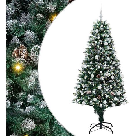 Sapin de Noël artificiel vert, 180 cm de haut, en PVC, acier et plastique. (1/5)