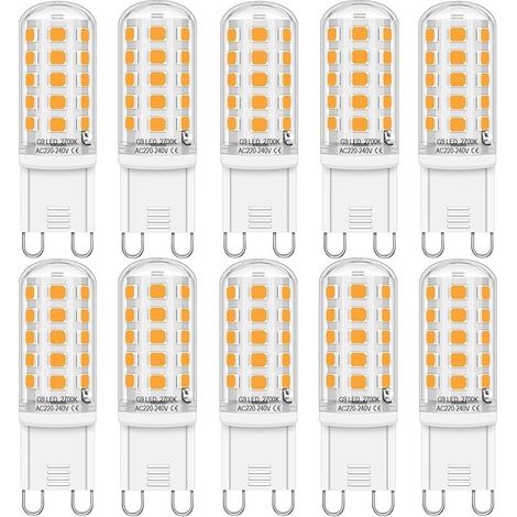 G9 LED Lampe für G9-Sockel, Warmweiß (2700K), 400 Lumen, 4W Ersatz für herkömmliche 30W-Leuchtmittel, nicht dimmbar, kein Flackern, 10-er Pack (1/5)