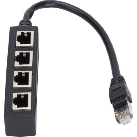 Adaptateur répartiteur RJ45 1 à 4 ports Transmission fluide Excellente connexion Adaptateur de cble réseau (1/4)