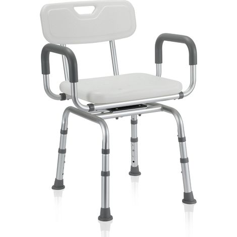Jiubiaz Sillón de Ducha Giratorio Premium, Movilidad Reducida, Soporte Total con Brazos (1/5)