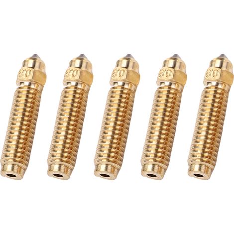 Buses bimétalliques de 0.8mm, 5 pièces, adaptées à l'imprimante 3D Elegoo Centauri en carbone, ensemble de buses en laiton et acier trempé, impression à haut débit (1/5)