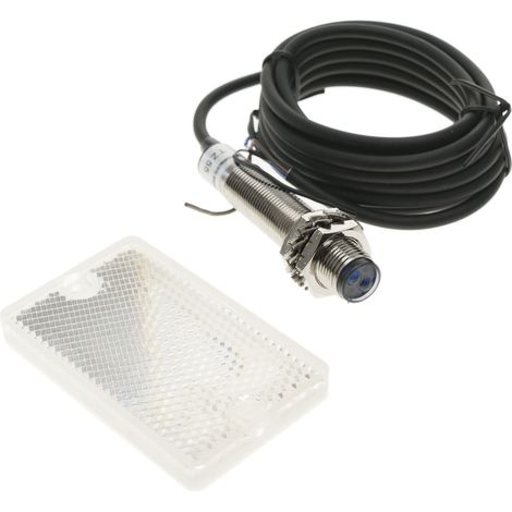 BeMatik - Cellule photoélectrique capteur interrupteur commutateur PNP NO 10-36VDC M12 1m rétroréfléchissant (1/4)