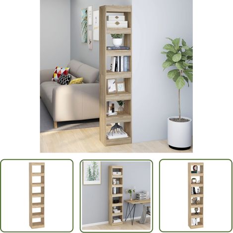 The Living Store Bibliothèque/Séparateur de pièce Chêne Sonoma 40x30x198 cm - Bibliothèque - Meuble Rangement - Étagère - Séparateur De Pièce - Bibliothèque Moderne (1/5)