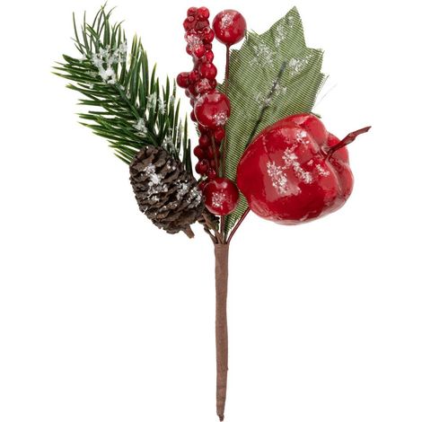 Branche décorative spéciale fêtes Vert et Rouge H 13  cm - Feeric Christmas (1/2)