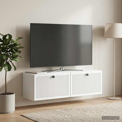 Wandmontierter TV-Schrank Weiß 98 x 31 x 30 cm Holzwerkstoff (1/5)
