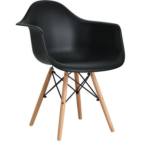 Hadar Nordic Chair with Armrests - Modern Ergonomic Design, Polypropylene Seat, Beech Wood Legs, Ideal for Dining Room, Office, or Kitchen - Versatile and Stylish Home Furniture (1/5)