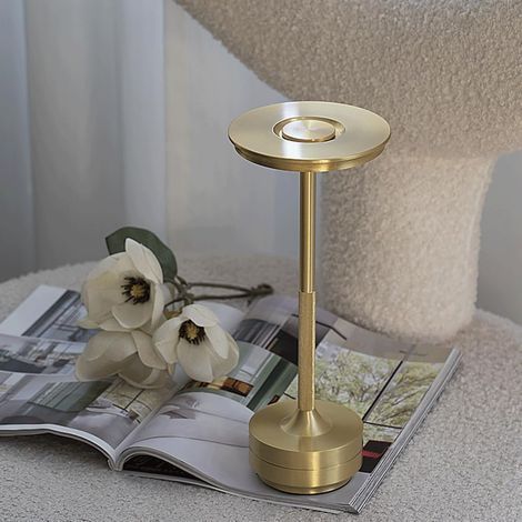 Lampe de table sans fil avec capteur tactile - Batterie rechargeable - 3 couleurs - Intensité variable - Lampe de chevet LED pour table de chevet, table à manger (1/4)