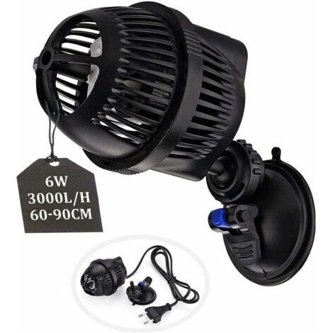 Pompe à Vagues Aquarium 3000L/H 6W JVP-101A Circulation Eau Douce Salée 60-90cm avec Ventouse