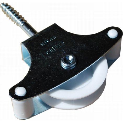 FPLUS polea amig r/plast.c/tiraf.nº 2 zinc. , Polea tendedero plastico con tornillo tirafondo