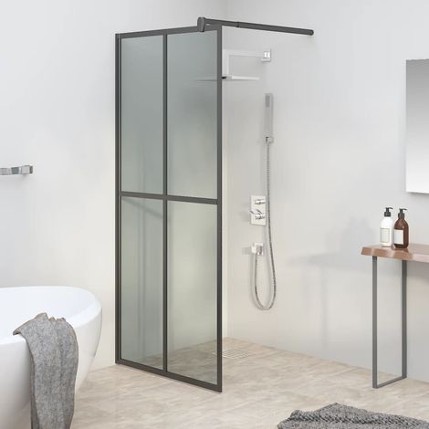 Écran de douche Paroi de douche à l'italienne Cloison de douche salle de bain 90x195 cm Verre trempé foncé BXZ7077 (1/5)