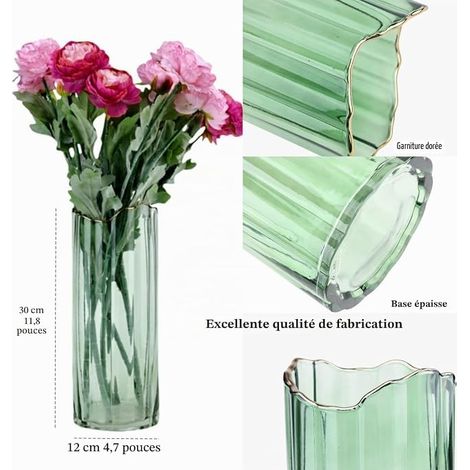 Glass Vase Transparent Cylindrical Vase Table Decoration (1/4)