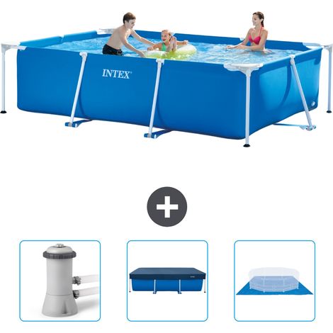 Intex – Piscine tubulaire rectangulaire 300x200x75 cm – 4 personnes – PVC renforcé – Installation rapide en 30 minutes – Pompe à filtre 2271 l/h