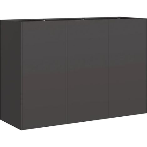 Jardinière design moderne pour jardin terrasse 120 x 40 x 80 cm avec fond ouvert en acier laminé à froid noir (1/5)