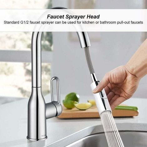 Kitchen Faucet Sprayer Head, Faucet Sprayer, Kitchen Sink Sprayer - G1/2 Replacement Durable Silver Plated Shower Nozzle for Kitchen and Bathroom