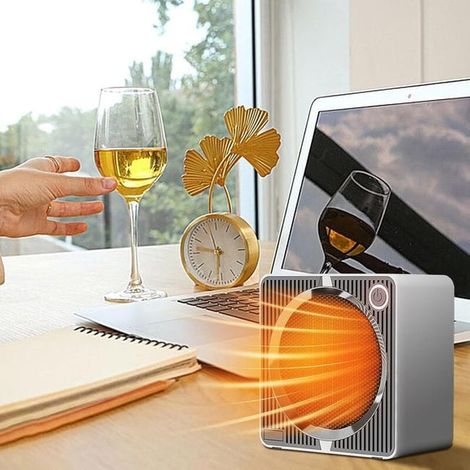 RHG Petit radiateur portable - Silencieux, solaire, autonome - Idéal pour les études et les bureaux - Blanc (1/5)