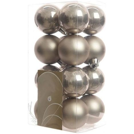 TrAdE Shop Traesio - 16 Palline Decorative Per Addobbi Albero Di Natale Glitterate E Lucide Colore - Argento