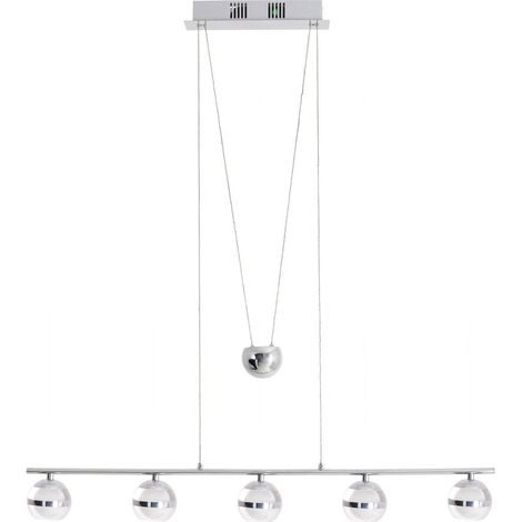 Suspension LED Sphère Luminaire en Métal Verre Acrylique et Acier Inoxydable Chrome - PANGIVO (1/4)