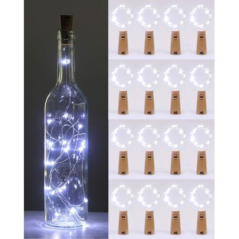 Beijiyi – Guirlande lumineuse d'extérieur 2 m – 20 LEDs blanches – Étanche pour bouteilles – Alimentation par batterie – Décoration Noël et mariage (1/5)