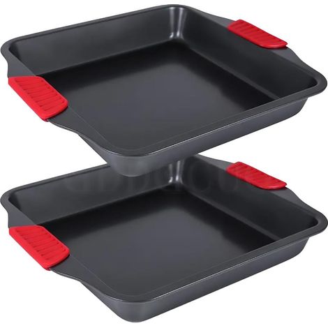 Lot de 2 plaques de cuisson avec poignées en silicone, antiadhésives, faciles à nettoyer et sûres. (1/5)