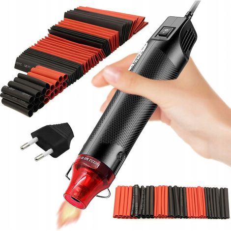 Mini Pistola Termica Hot-air 300W con Set di Tubetti Termorestringenti 127 Pezzi – Potenza 300W, Temperatura Max 170°C, Uso in Elettronica e Plastica