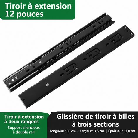 Glissières de tiroir à amortisseur 35 mm 12 pouces / 300 mm 35 12 300mm 450 g – Livraison gratuite