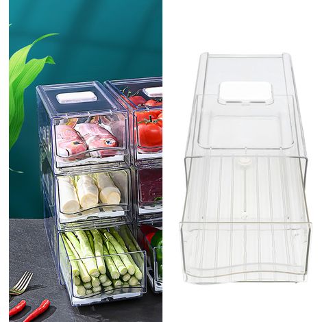 Bacs de Rangement Transparents pour Réfrigérateur - Rangement Empilable pour Garde-Manger, Bacs de Classement Alimentaires (1/5)