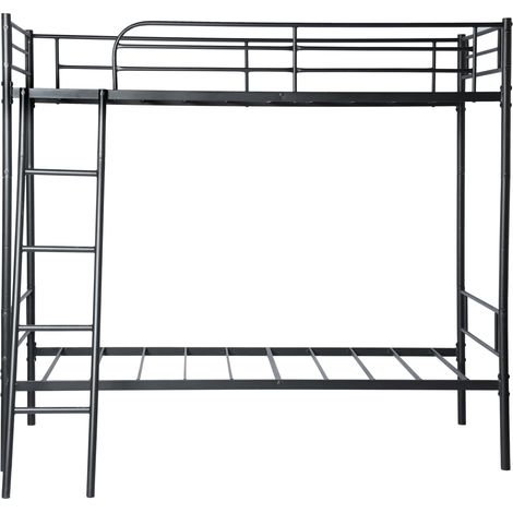 FurnitureR Metall-Etagenbett 2-in-1, umbaubar zu 2 Einzelbetten, stabiles Hochbett mit Leiter und Sicherheitsgeländer, für Kinder, Jugendliche oder Gäste, passend für Matratzen 90×190 cm, Schwarz (1/5)