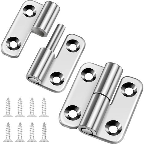 Set of 2 removable 3.8 cm hinges, small flag with sliding joint, 304 stainless steel door hinge, for right-handed use (1/5)