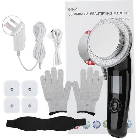Appareil de massage amincissant corps LED 6-en-1 EMS, rajeunissement peau blanche, chauffage infrarouge, 100-240V noir prise AU (1/5)