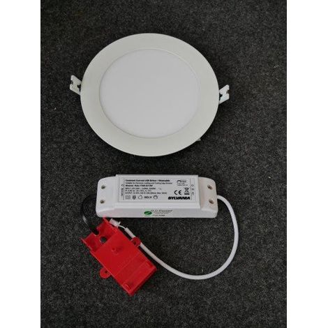 Plafonnier encastré LED 13W 4000K 1190lm downlight rond fixe blanc Ø 172x22mm 110° 230V dimmable IK06 IP20 SylFlat SYLVANIA (1/2)