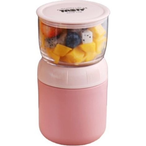 Tasse à céréales pour boîte à déjeuner, yaourt à boire 700 ml, bol à céréales 2 en 1 pour enfants et employés de bureau(rose) (1/5)