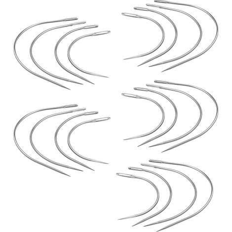 Lot de 20 aiguilles à coudre incurvées, 4 tailles, aiguilles à coudre à la main, aiguilles à broder pour tapis, cuir, toile, tissage (5,1 cm, 6,3 cm, 7,6 cm, 8,9 cm) (1/5)