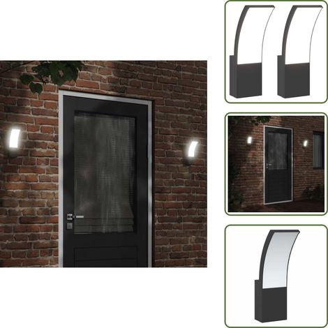 The Living Store LED-Außenwandleuchten 2 Stk. Schwarz Aluminiumdruckguss - LED-Lampe - Außenleuchte - Wandleuchte - Gartenbeleuchtung - Terrasse Beleuchtet (1/5)