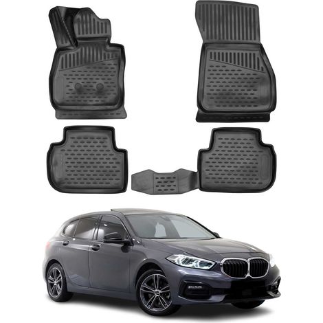 OMAC 3D Tapis de Sol Compatible avec BMW Série 1 F40 2019-2024 sur Mesure Caoutchouc Noir (1/5)