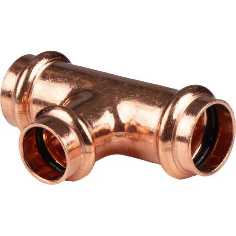 Kupfer Pressfitting T-Stück Mittelgang reduziert 22 x 18 x 22 mm V+M-Kontur DVGW