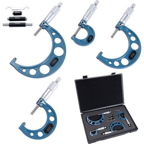 0-100mm/ 0.01mm Micromètres extérieurs métriques Outils de machiniste de précision, 4 pièces (1/5)