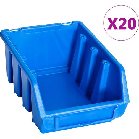 Boîtes empilables, 20 pièces, plastique bleu