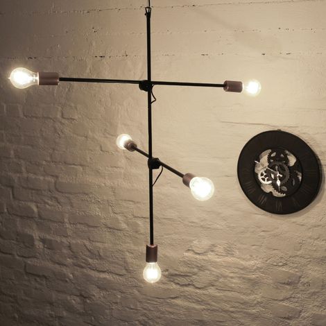 Hängelampe in Schwarz Industrial Design verstellbar E27 (1/5)