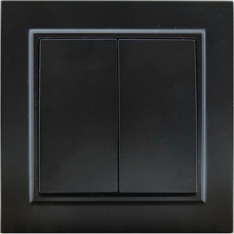 IluminaShop - Interruptor Empotrable Doble Negro Marco Incluido IP20 Serie wLine