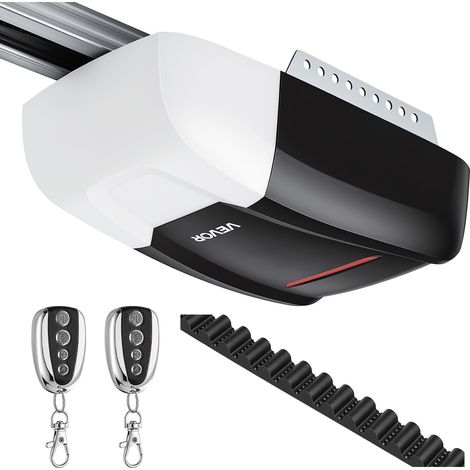 VEVOR Apriporta per Garage Residenziali con Forza di Trazione di 800 N, Trasmissione a Cinghia Silenziosa, Include Binario a 4 Sezioni, 2 Telecomandi e LED, Controllo da Interno Auto, Bianco e Nero (1/5)