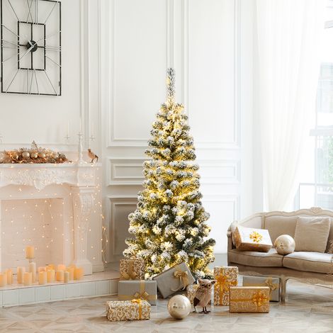 Frosted Christmas tree with LED lights 135 cm (1/5)