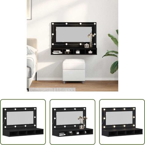 vidaXL Wandregal - Spiegelschrank mit Regal Schwarz Eichen-Optik 90 x 31,5 x 62 cm (1/5)