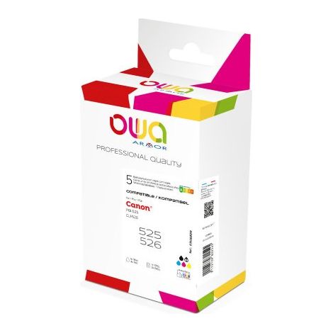 Pack cartouche OWA Compatible Canon PGI525 noire + CLI526 noire + 3 CLI526 5 couleurs pour imprimante jet d'encre (1/5)