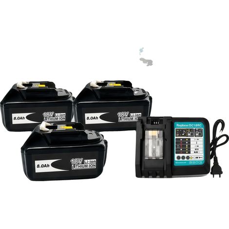 Batterie Rechargeable, Capacité 8000mAh, Chargeur Universel pour Outils Électriques, 3PCS-chargeur, 18V-d (1/2)